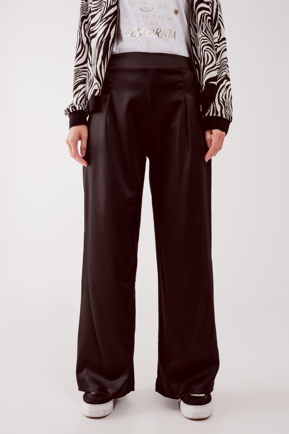 Wide leg satin pants in black | Just Cool Beans — pants | bottoms
