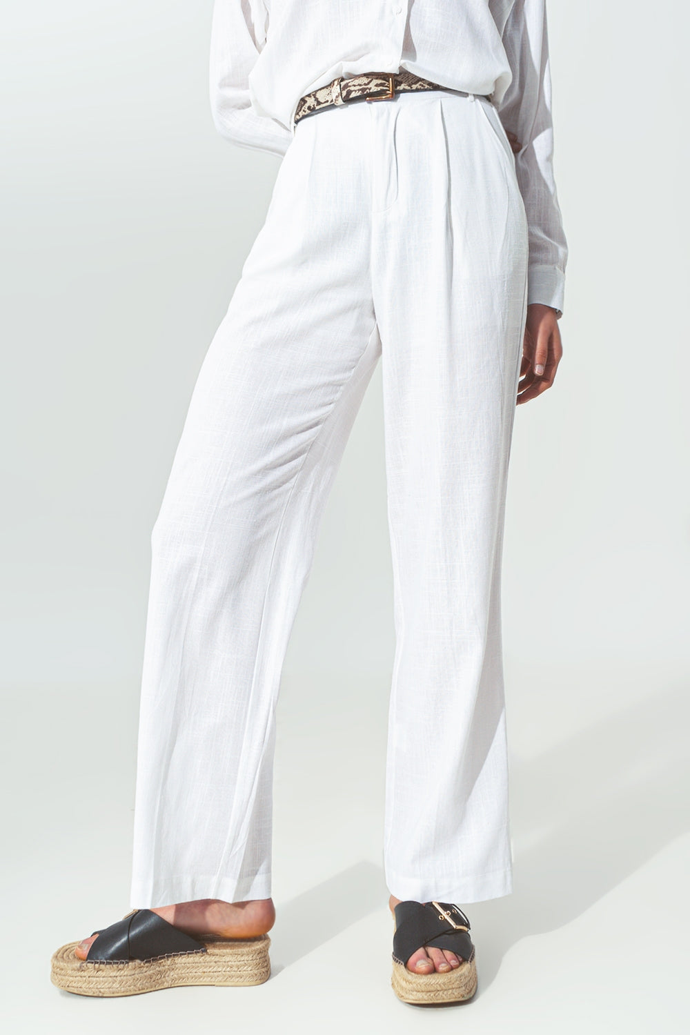 Wide-legged pants in light cotton fabric in white | Just Cool Beans — pants | bottoms