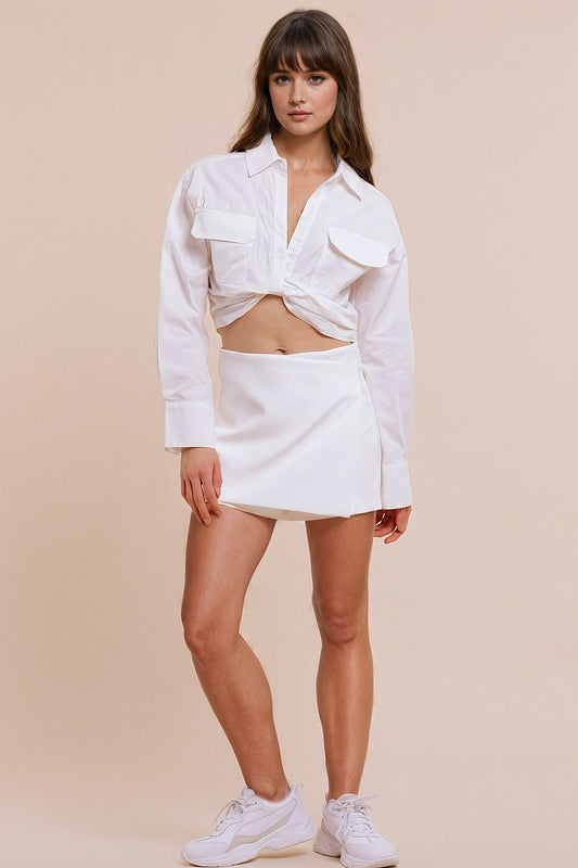 Wrap mini skort in white | Just Cool Beans