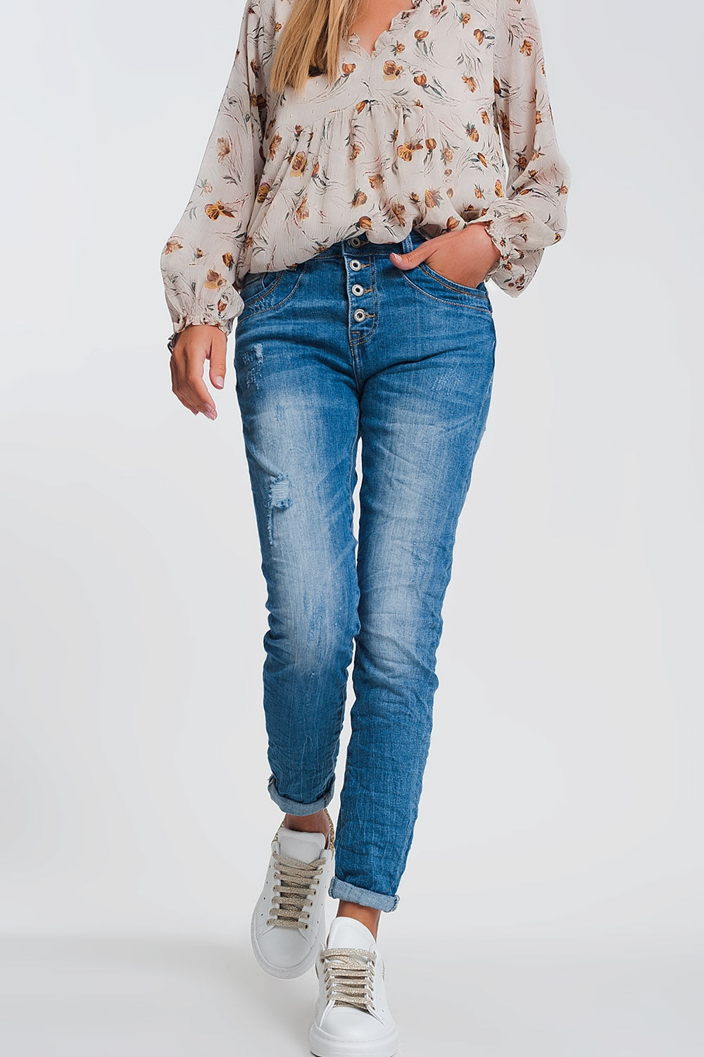 Wrinkled boyfriend jeans in light denim with ripped details | Just Cool Beans — jeans | the denim shop