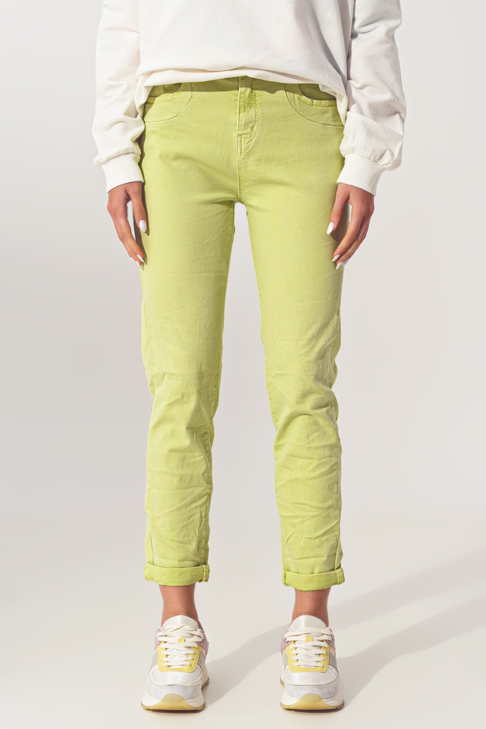 Wrinkled skinny jeans in lime green | Just Cool Beans — jeans | the denim shop