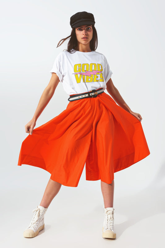 A-line skirt with elastic waist band  in orange | Just Cool Beans — pants | bottoms