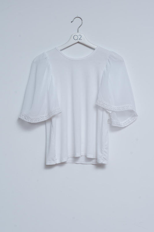 Angel sleeve tea blouse in white | Just Cool Beans — tops