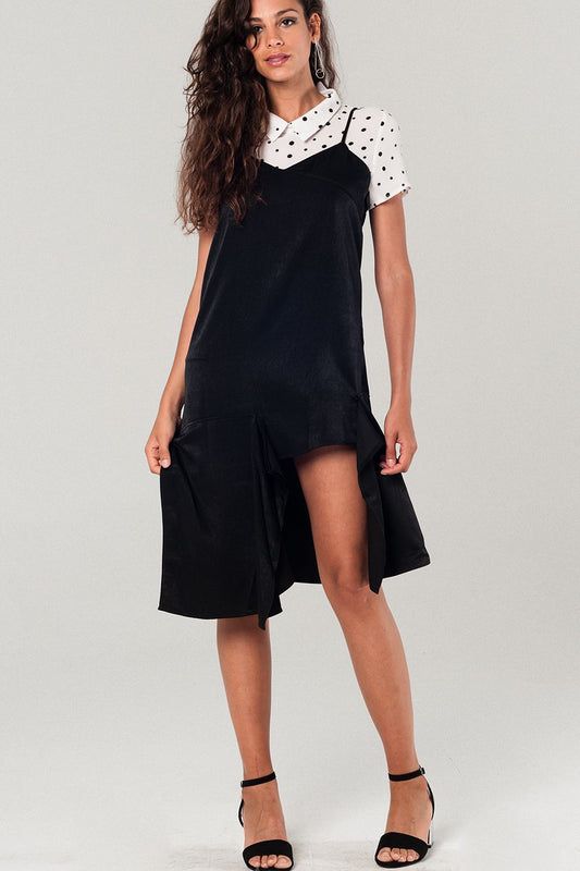 Asymmetric hem slip dress in black | Just Cool Beans — dresses