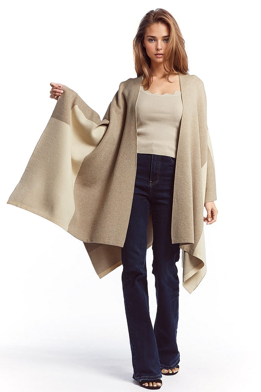 Asymmetrical poncho in light and dark brown | Just Cool Beans — coats and jackets | jackets