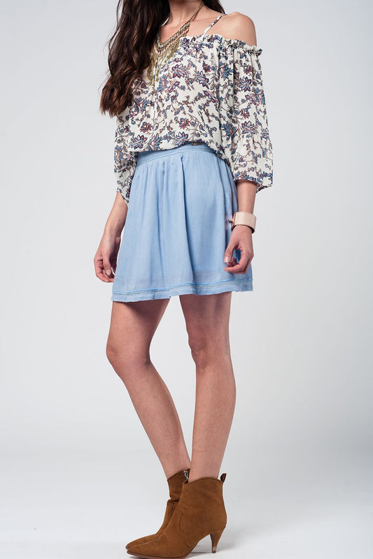 Aztec blue mini skirt | Just Cool Beans — skirts