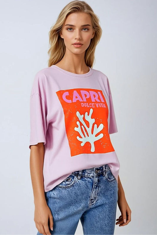 Baby pink capri dolce vita t-shirt made in italy | Just Cool Beans — tops