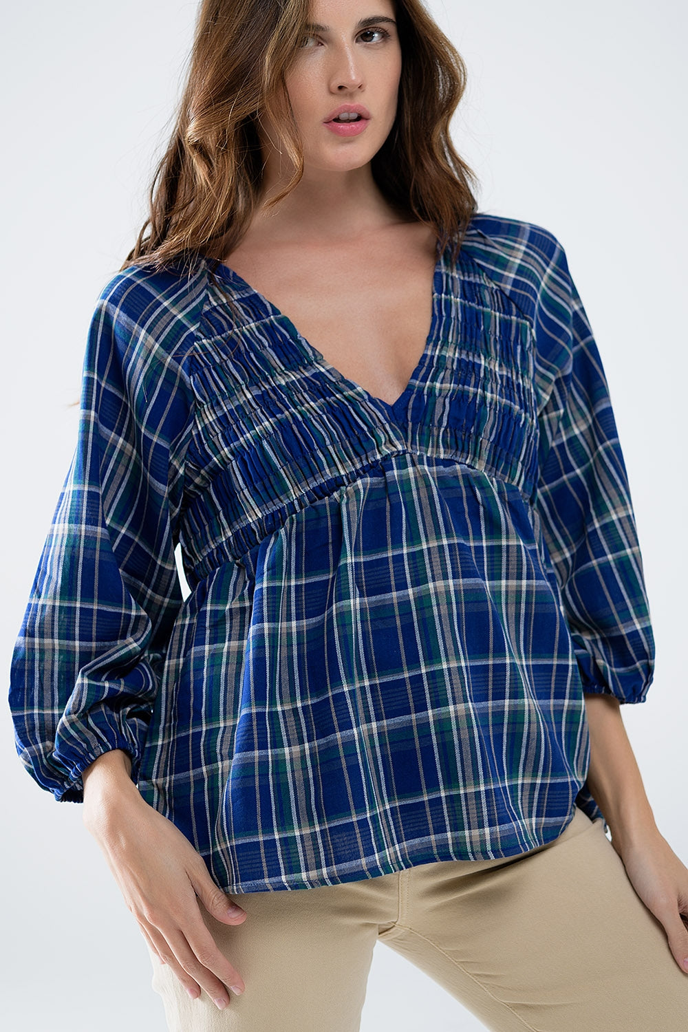 Babydoll plaid shirt in blue and green | Just Cool Beans — shirts | nan