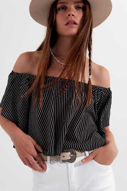 Bardot top in stripe | Just Cool Beans — shirts | tops