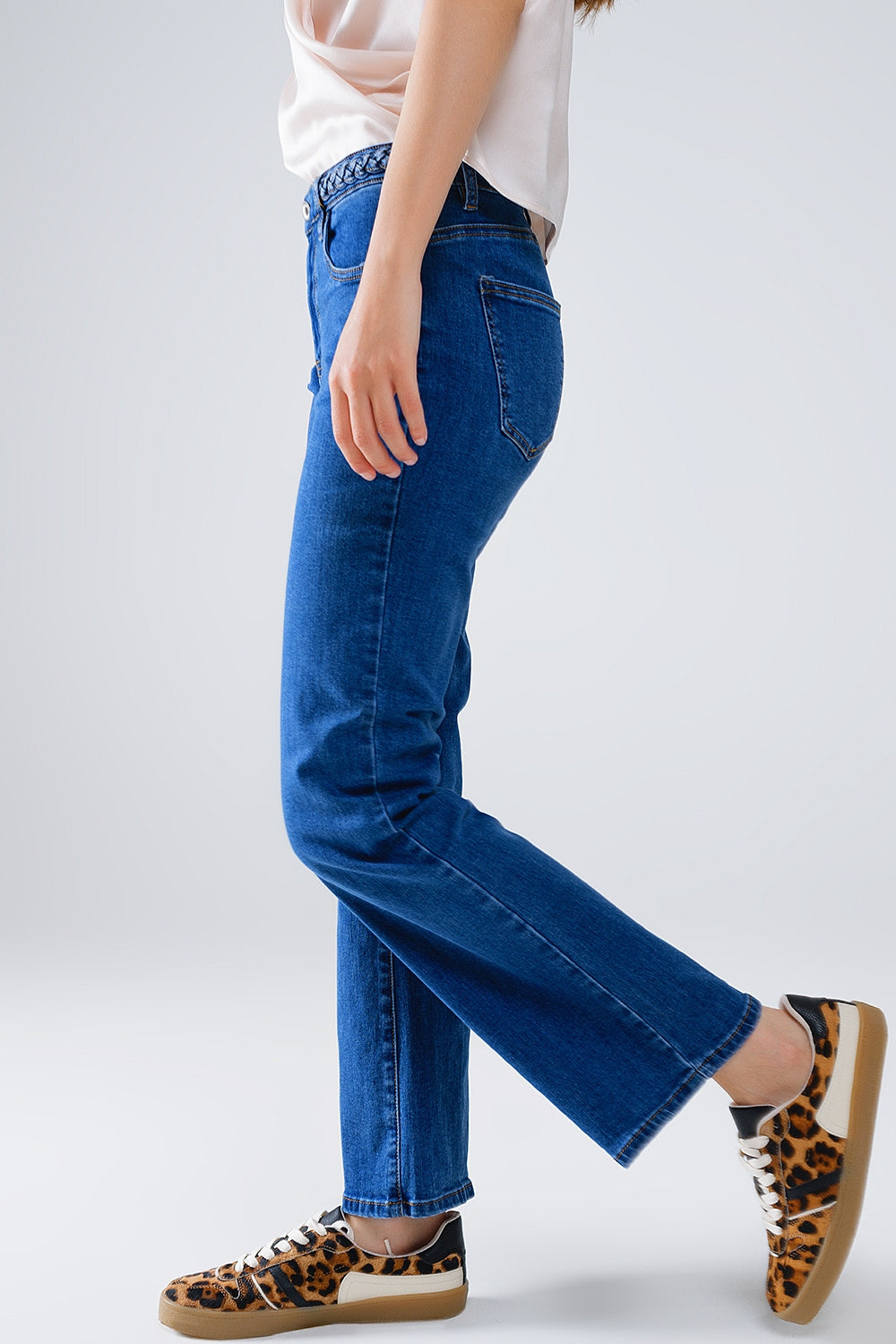 Basic dark blue denim jeans with braid detail at waist | Just Cool Beans — jeans | the denim shop