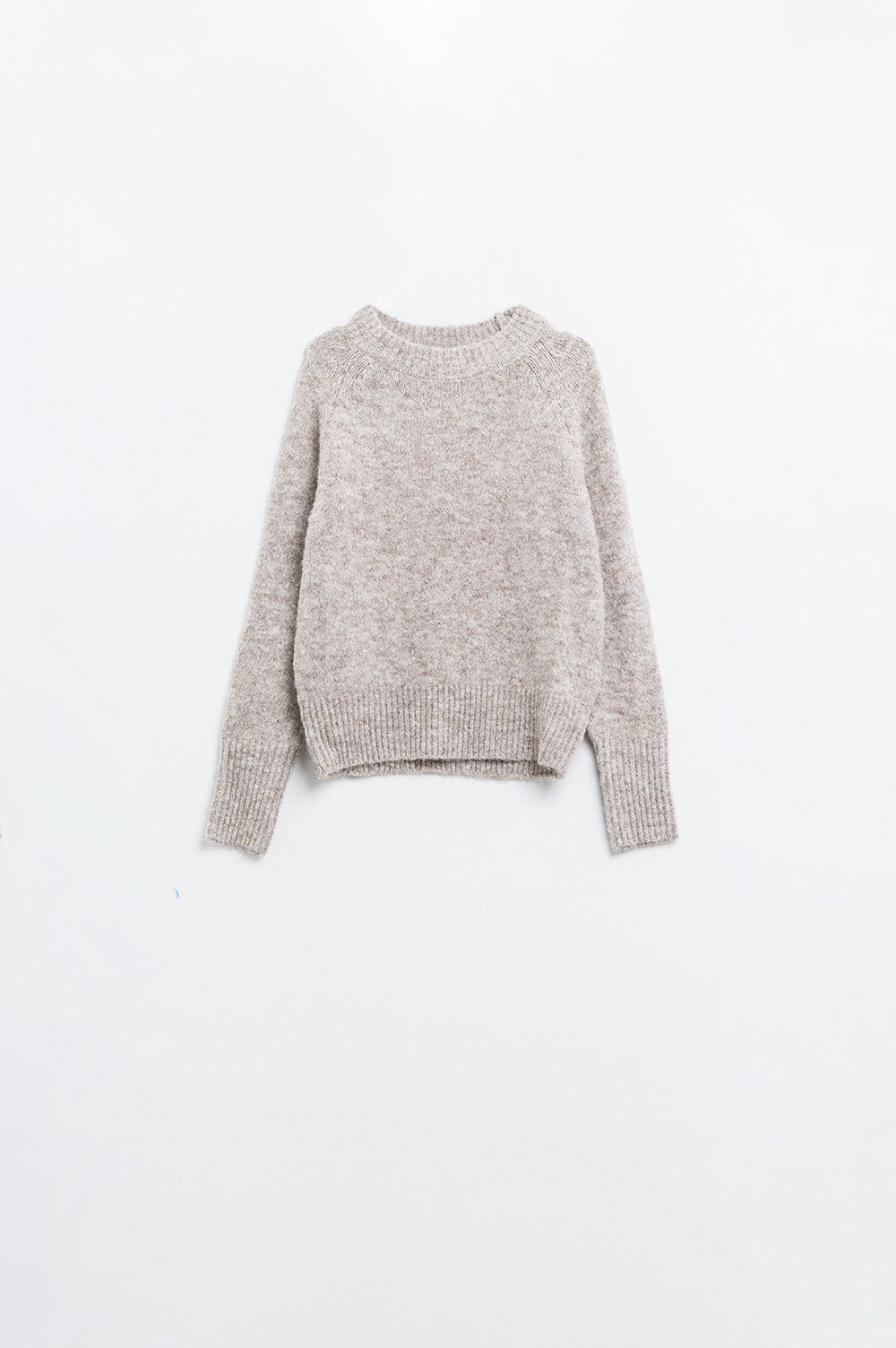 Basic knited crew neck sweater in beige color | Just Cool Beans — sweaters | tops