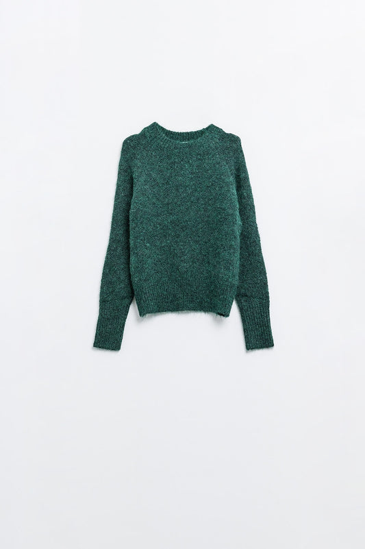 Basic knited crew neck sweater in emerald green | Just Cool Beans — sweaters | tops