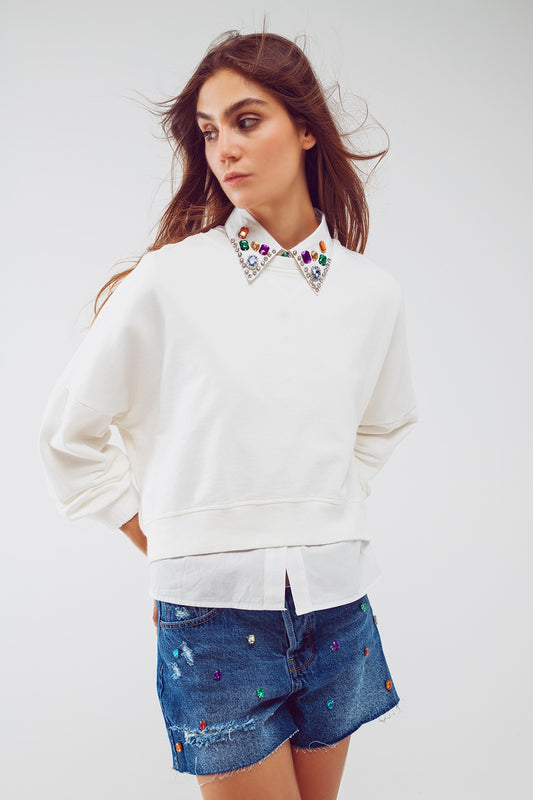 Basic sweatshirt in white | Just Cool Beans — sweaters | tops