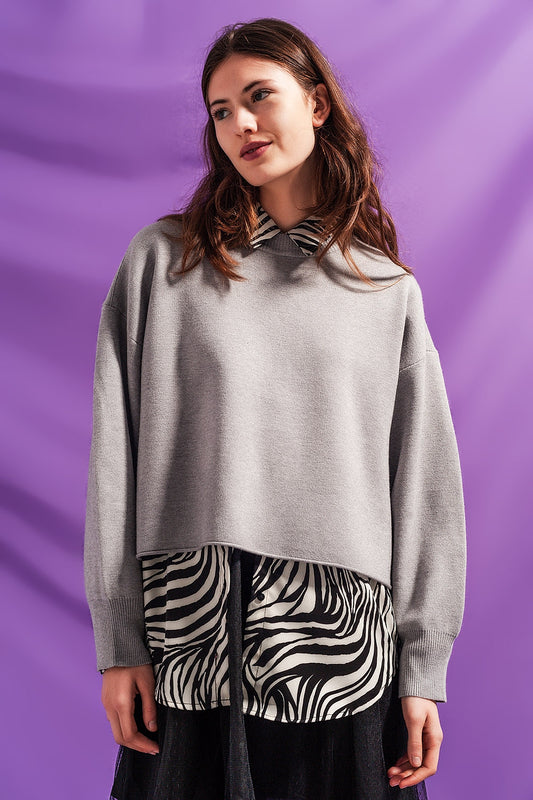 Batwing cropped jumper in grey | Just Cool Beans — sweaters | tops