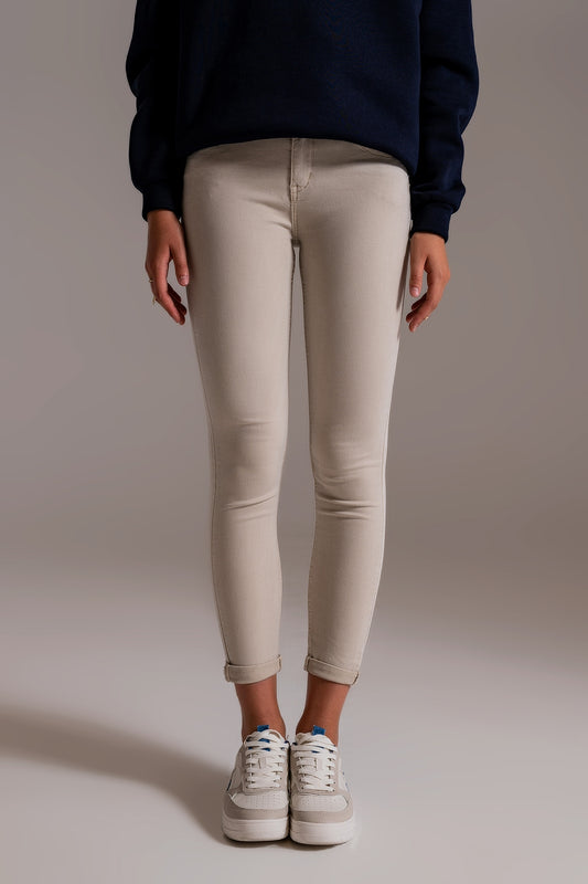 Beige ankle jeans with soft wrinkles | Just Cool Beans — jeans | the denim shop