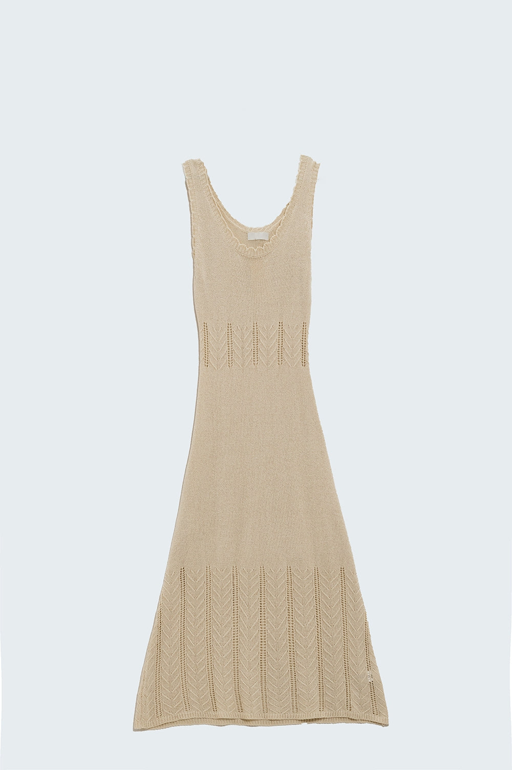 Beige maxi a-line dress in fine knit style | Just Cool Beans — dresses