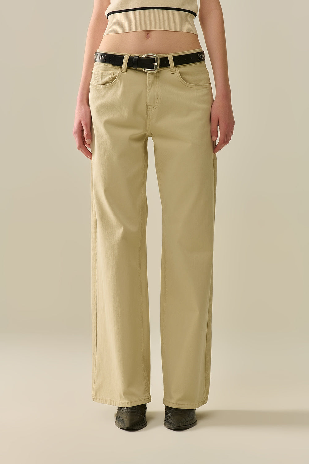 Beige straight pants wide leg | Just Cool Beans — jeans | bottoms
