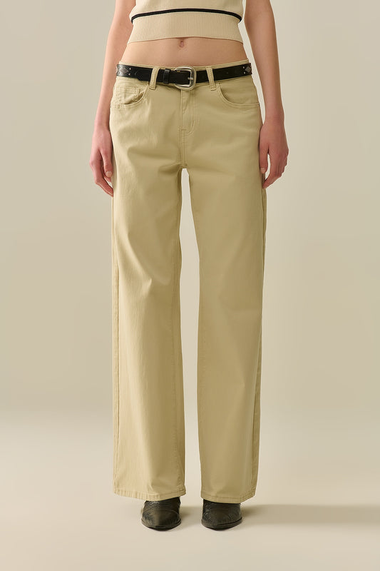 Beige straight pants wide leg | Just Cool Beans — jeans | bottoms