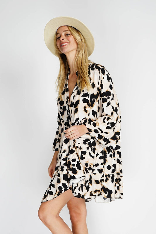 Black Abstract Print Dress - Just Cool Beans