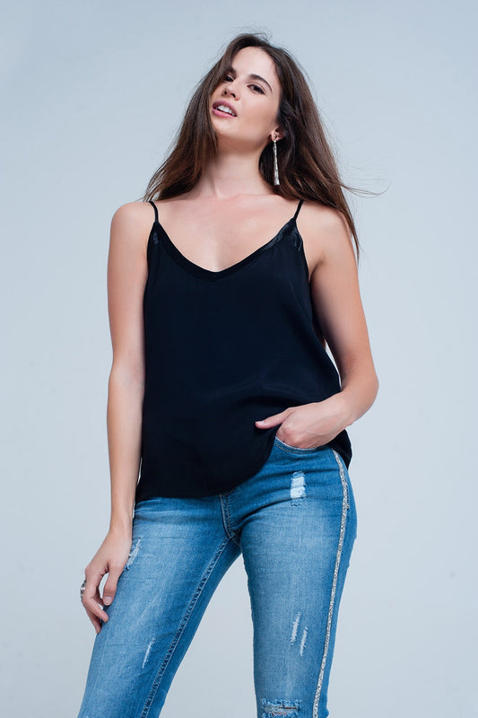 Black cami top with shiny pattern | Just Cool Beans — shirts | tops