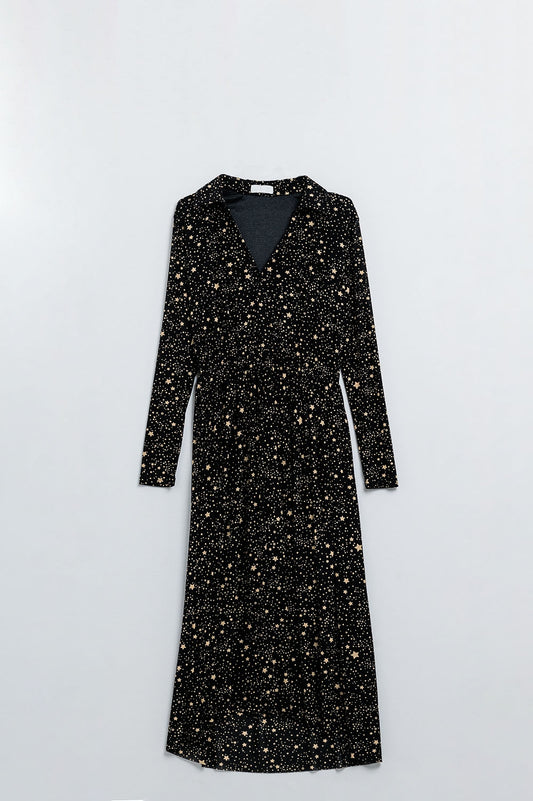 Black dress in mesh fabric with star print | Just Cool Beans — dresses