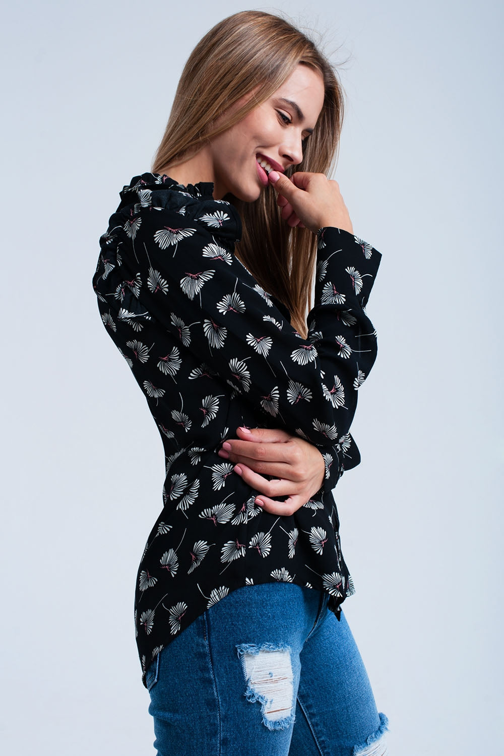 Black floral printed shirt | Just Cool Beans — shirts | nan