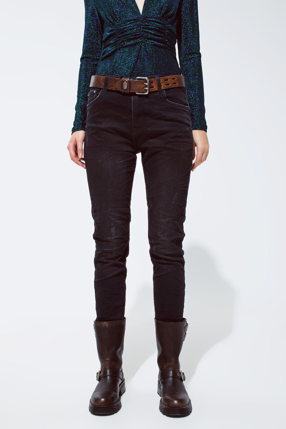 Black jeans with elastic waist and cord | Just Cool Beans — jeans | the denim shop