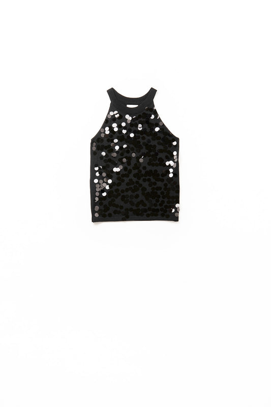 Black knit top with sequin detail | Just Cool Beans — tops