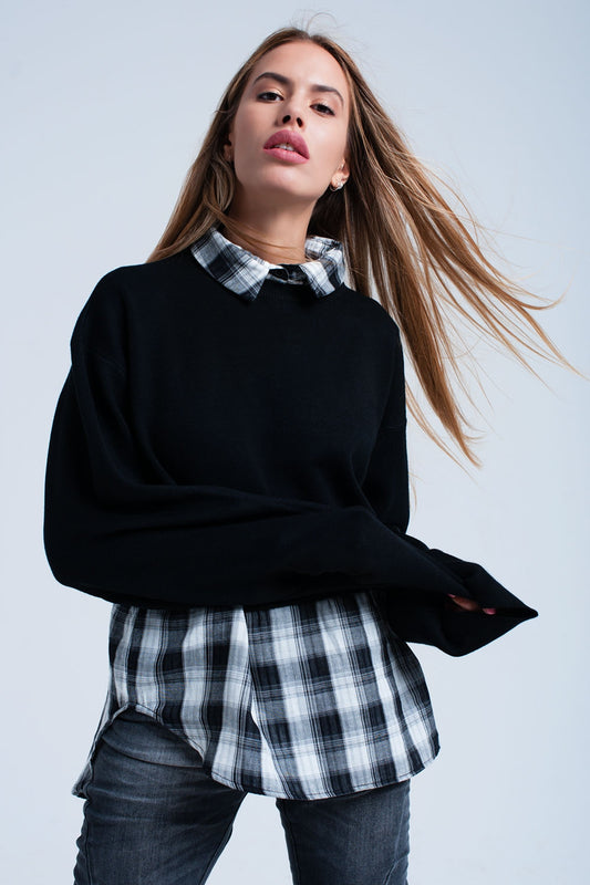 Black layering sweatshirt | Just Cool Beans — sweaters | tops