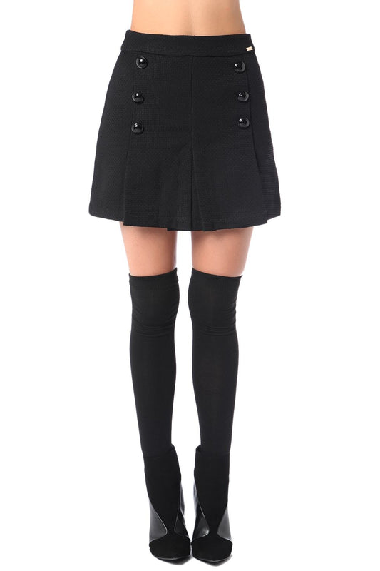 Black mini skirt with black button detail | Just Cool Beans — skirts