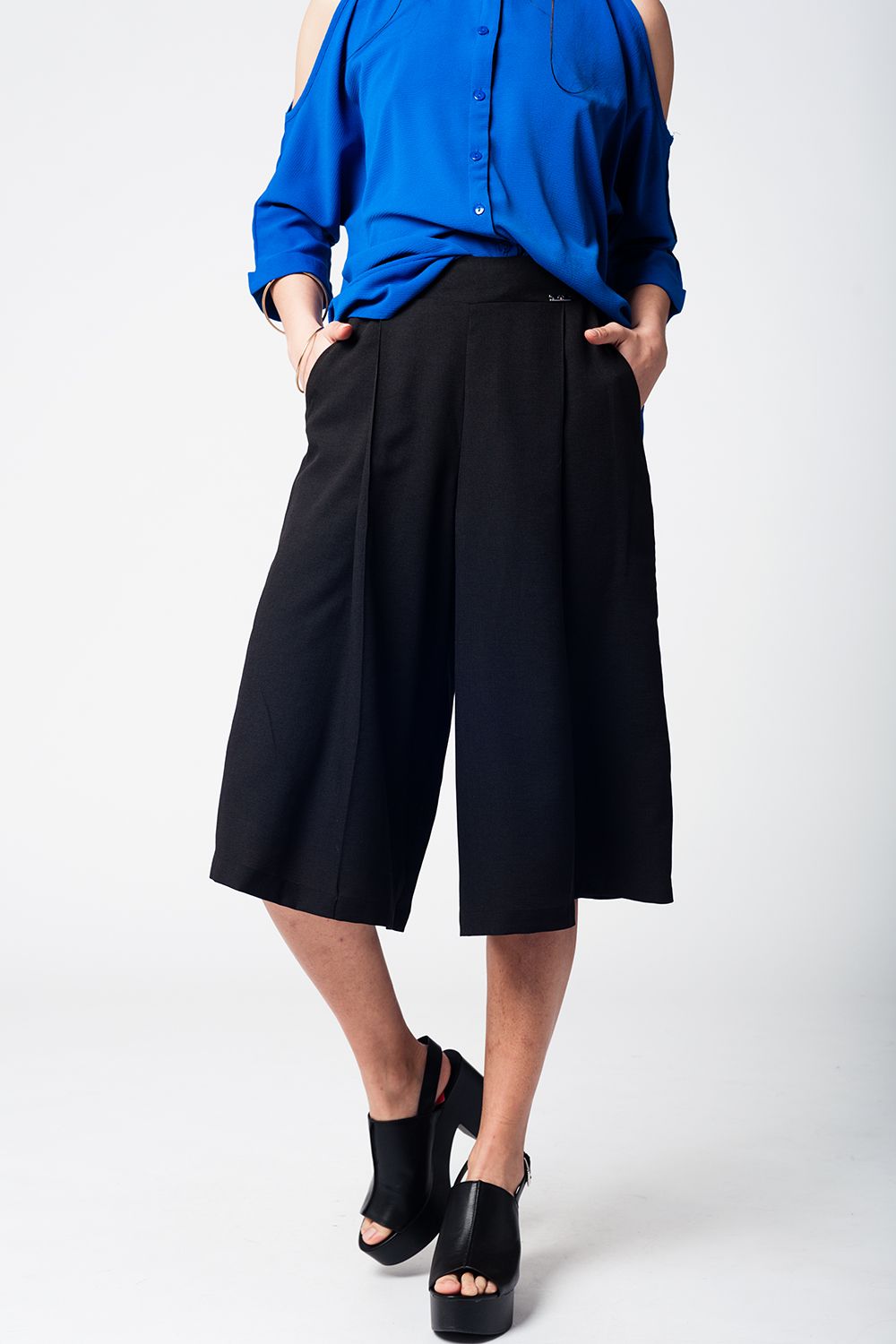 Black pants skirt with silver buttons | Just Cool Beans — pants | bottoms