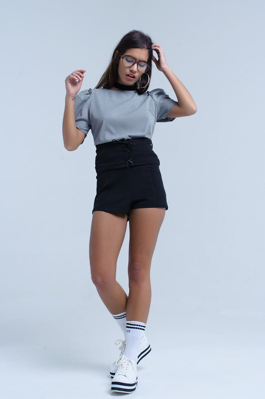 Black short with tie detail | Just Cool Beans — pants | bottoms