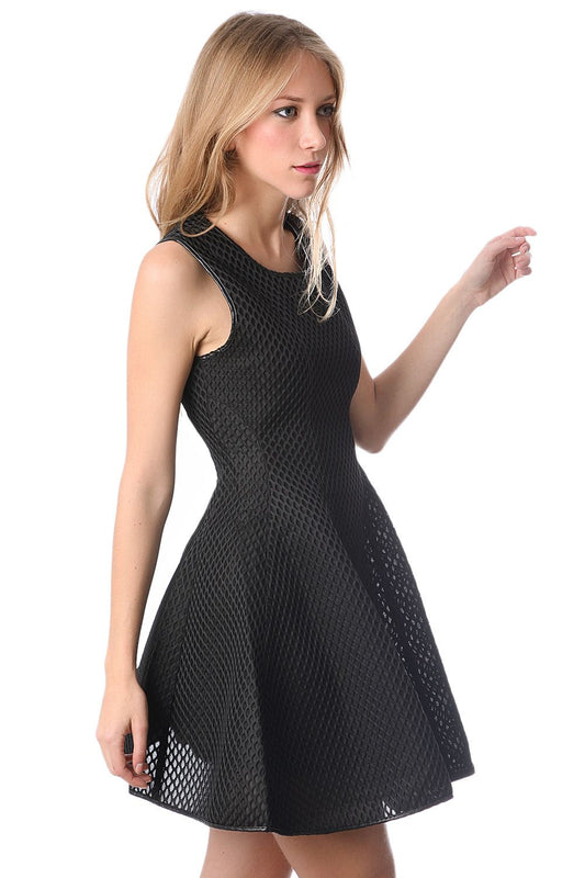 Black skater dress in cage mesh | Just Cool Beans — dresses