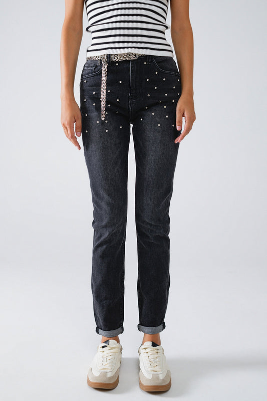 Black skinny jeans with rhinestones | Just Cool Beans — jeans | the denim shop