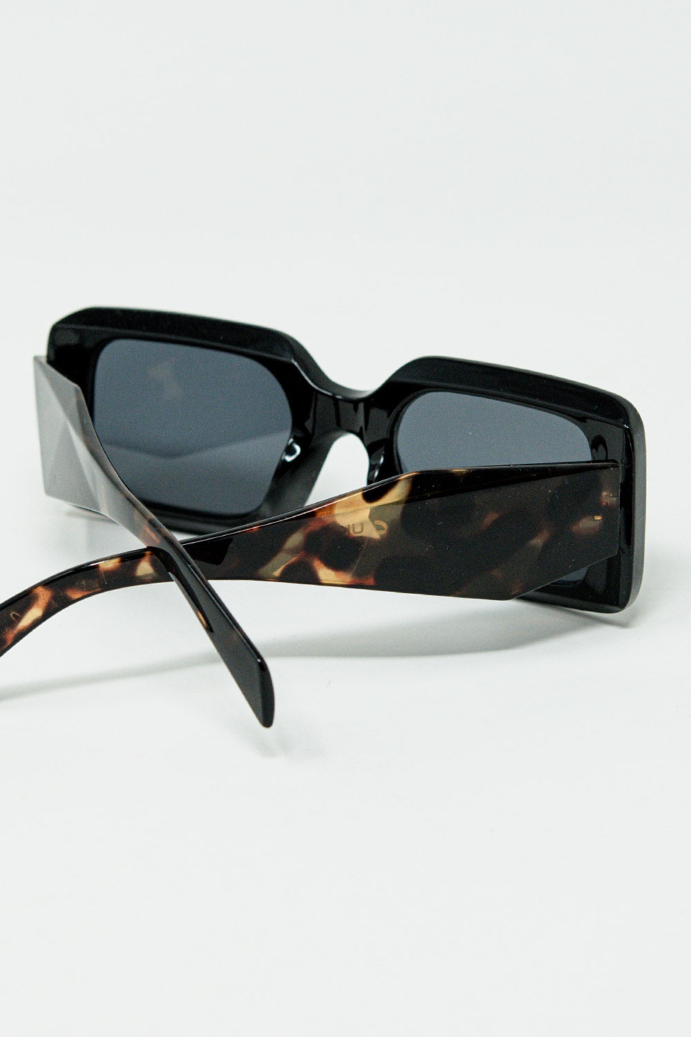 Black square sunglasses with brown animal print on the side | Just Cool Beans