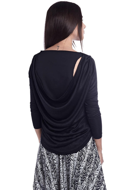 Black sweater with chiffon back | Just Cool Beans — sweaters | tops