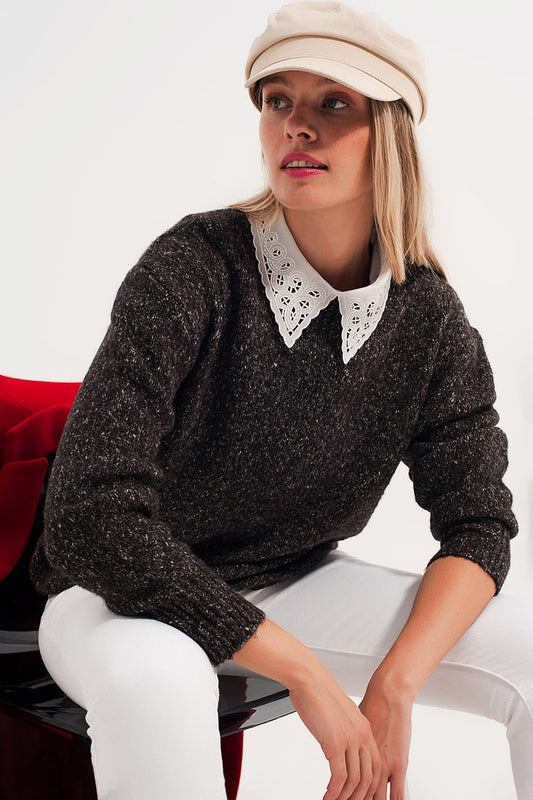 Black sweater with round collar | Just Cool Beans — sweaters | tops