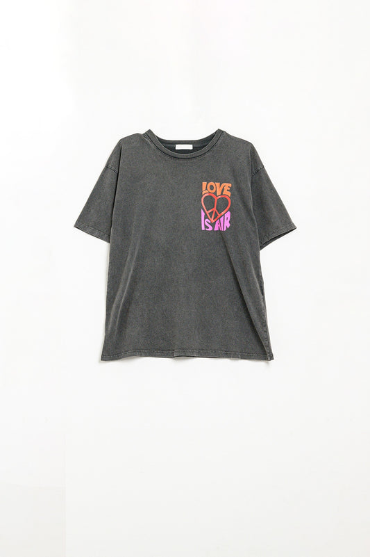 Black t-shirt with love is air and heart with peace logo | Just Cool Beans — tops