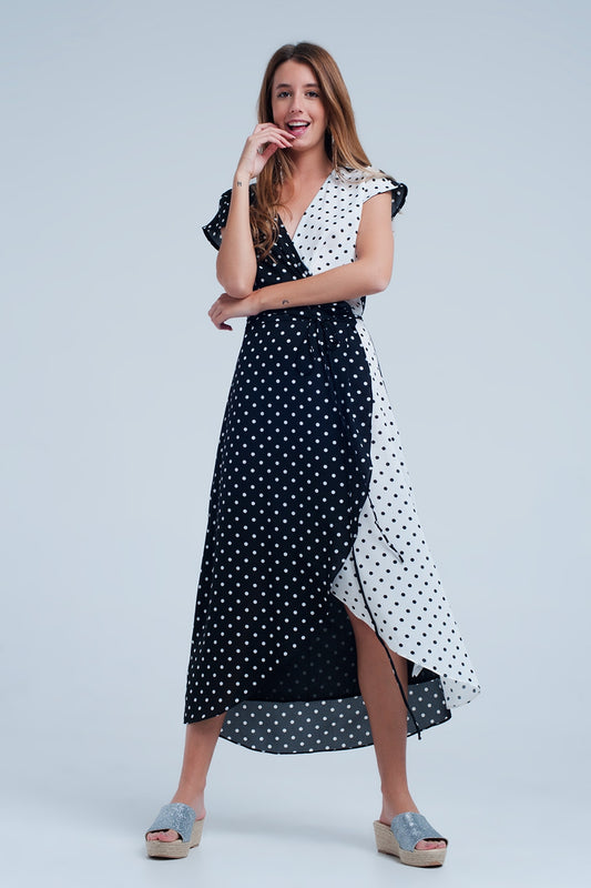 Black white wrap dress with polka dots | Just Cool Beans — dresses