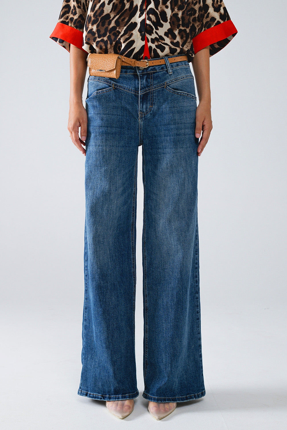 Blue flare jeans with stitching detail | Just Cool Beans — jeans | the denim shop