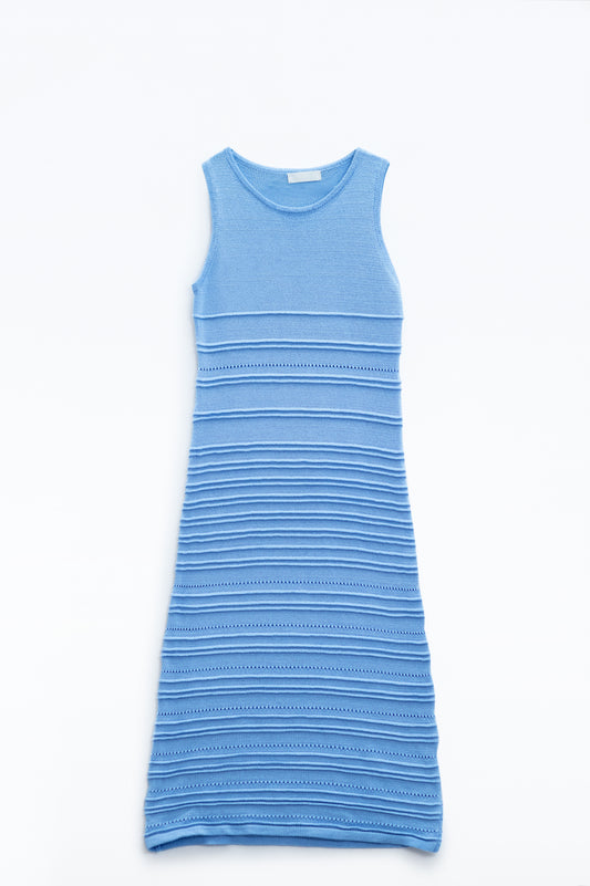 Blue maxi crochet sleeveless knitted dress | Just Cool Beans — dresses