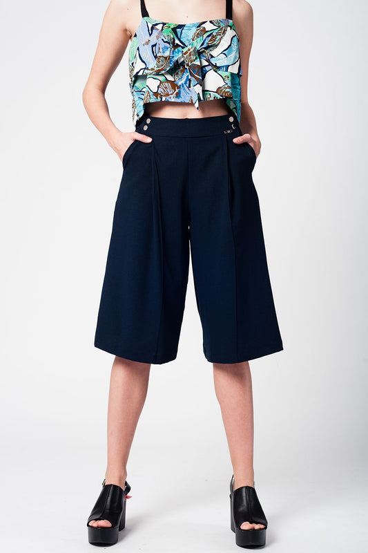 Blue navy pants skirt with silver buttons | Just Cool Beans — pants | bottoms