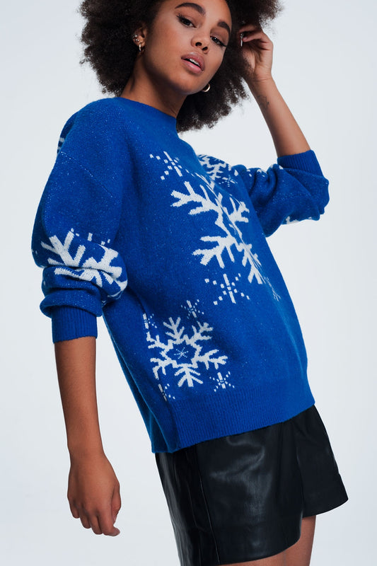 Blue snowflake sweater | Just Cool Beans — sweaters | tops