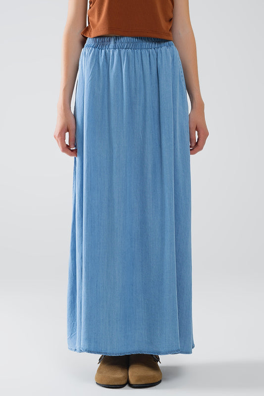 Blue tencel denim-styled maxi skirt | Just Cool Beans — skirts