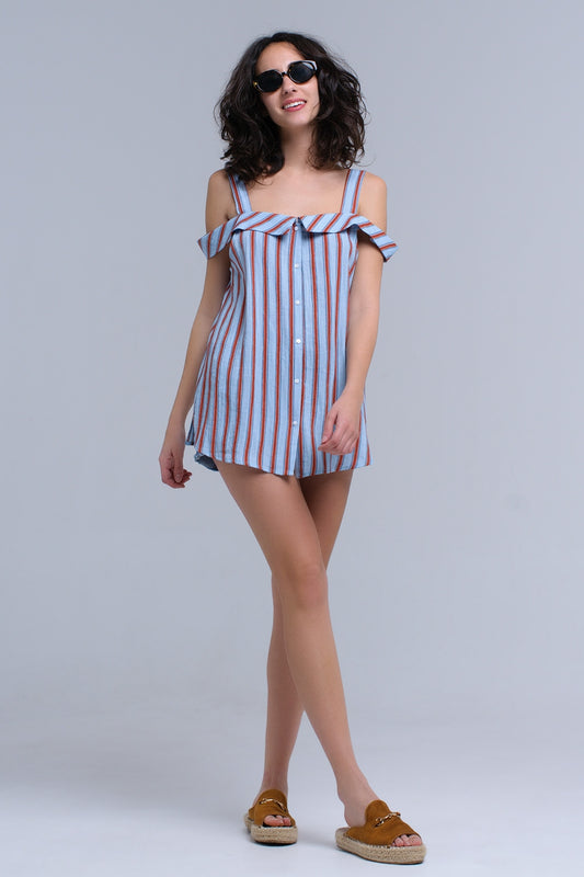 Blue top with orange stripes | Just Cool Beans — shirts | tops