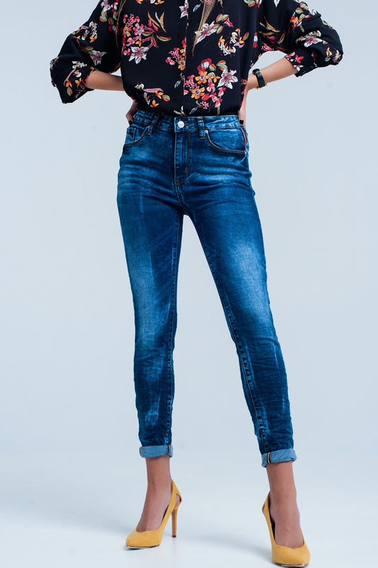 Blue wrinkled high-waist skinny jeans | Just Cool Beans — jeans | the denim shop