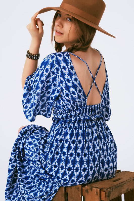 Boho print maxi dress crossed on the back | Just Cool Beans — dresses