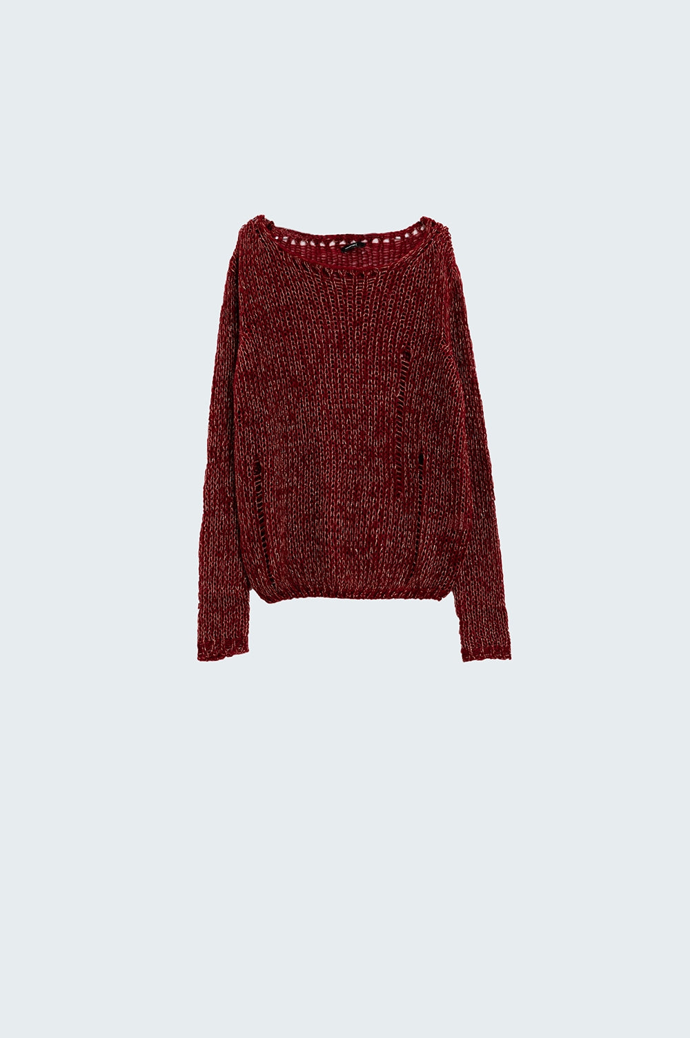 Bordeaux long sleeve sweater with lurex detail | Just Cool Beans — sweaters | tops