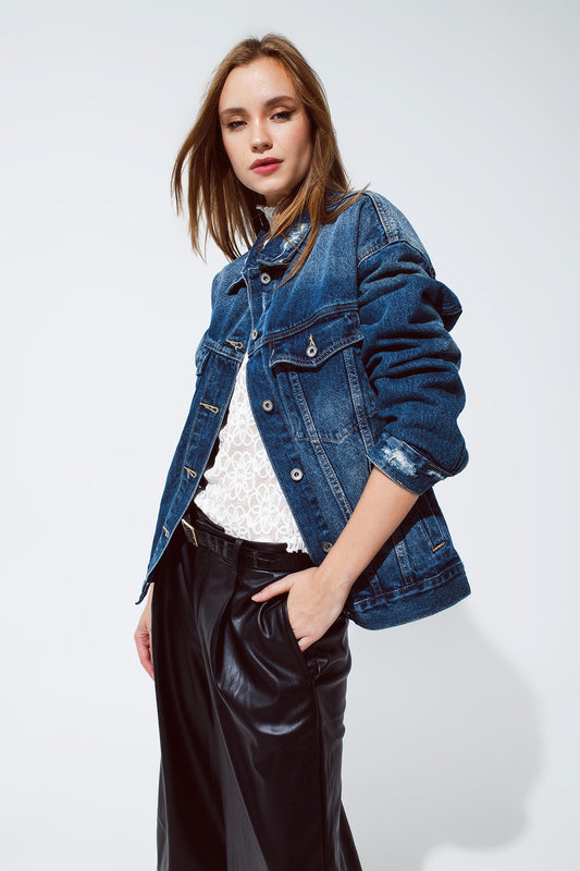 Boyfriend relaxed denim jacket in dark wash | Just Cool Beans — coats and jackets | jackets