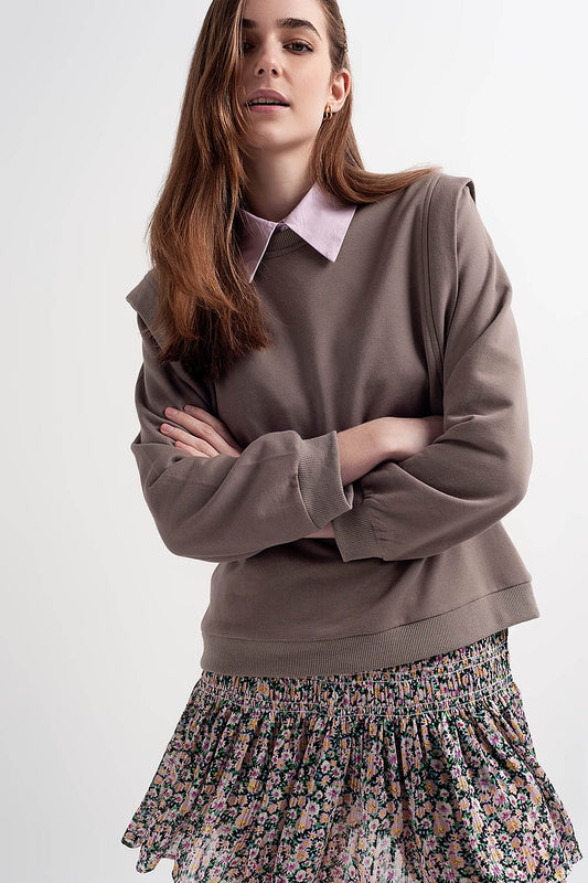 Boyfriend sweatshirt with shoulder details in gray | Just Cool Beans — sweaters | tops